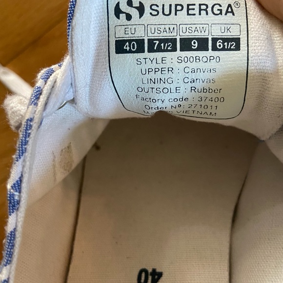 Superga Canvas Sneakers Blue Stripe Size 40 / 9 - Picture 8 of 9